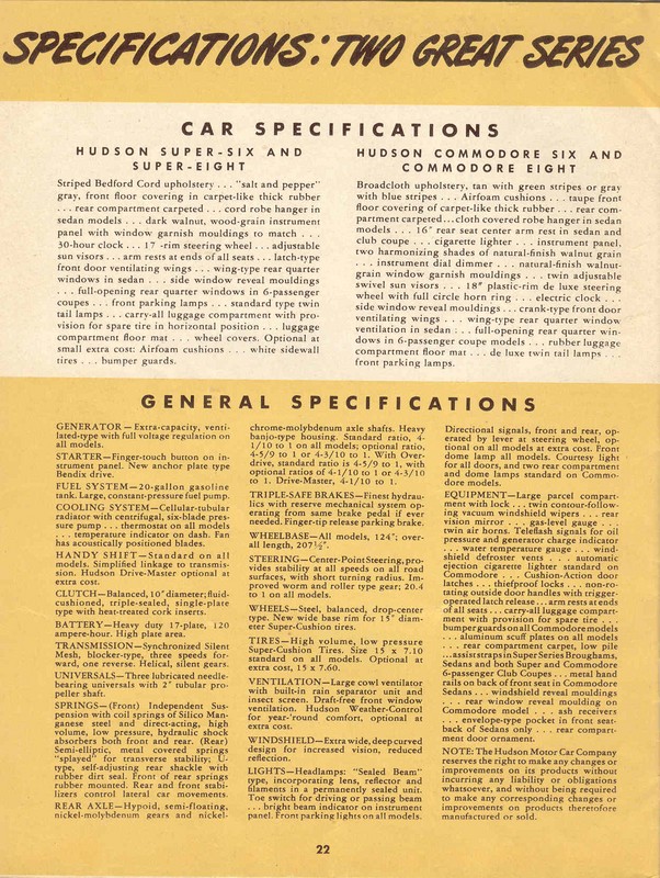1948 Hudson Information Brochure Page 15